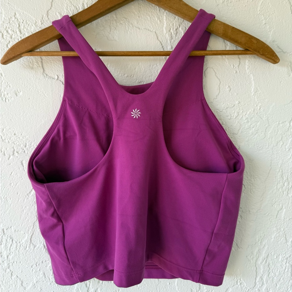Athleta Fuchsia Pink Crop Sports Bra with Removable Bra Pads Size Medium - Picture 2 of 3